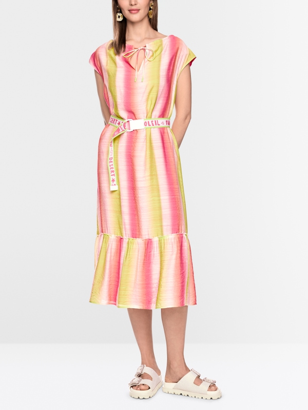 Robe midi rayée à volants