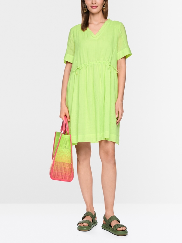 Robe à manches courtes en ramie avec franges