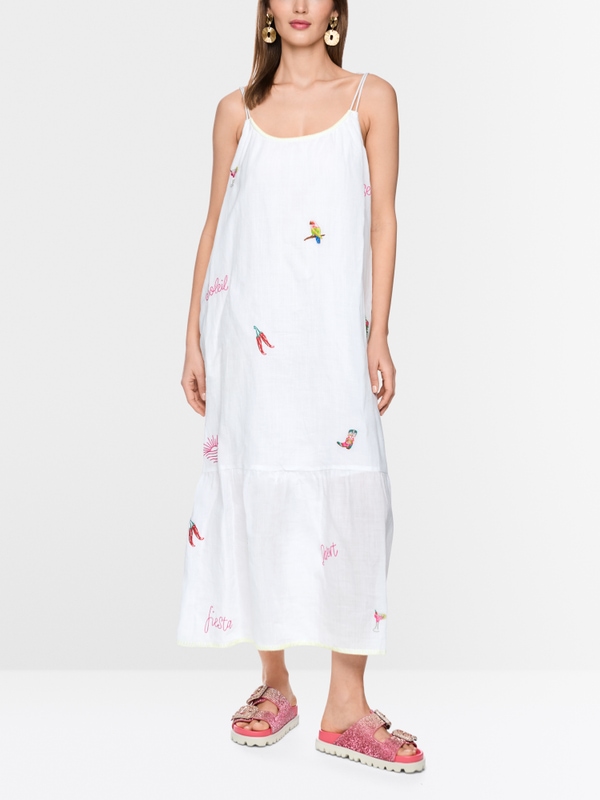 Sleeveless midi dress with embroidery