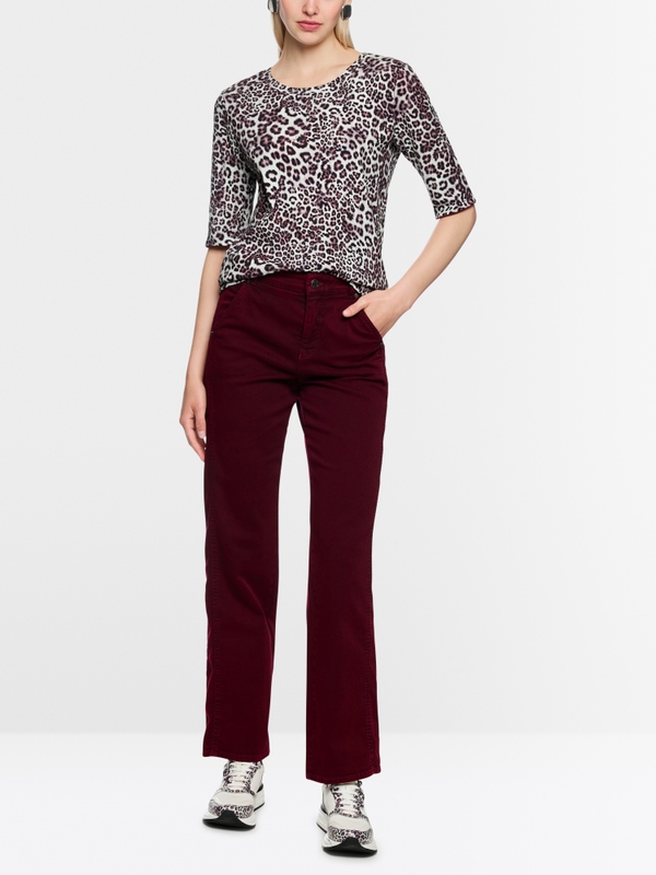 Ribbed shirt with leopard print