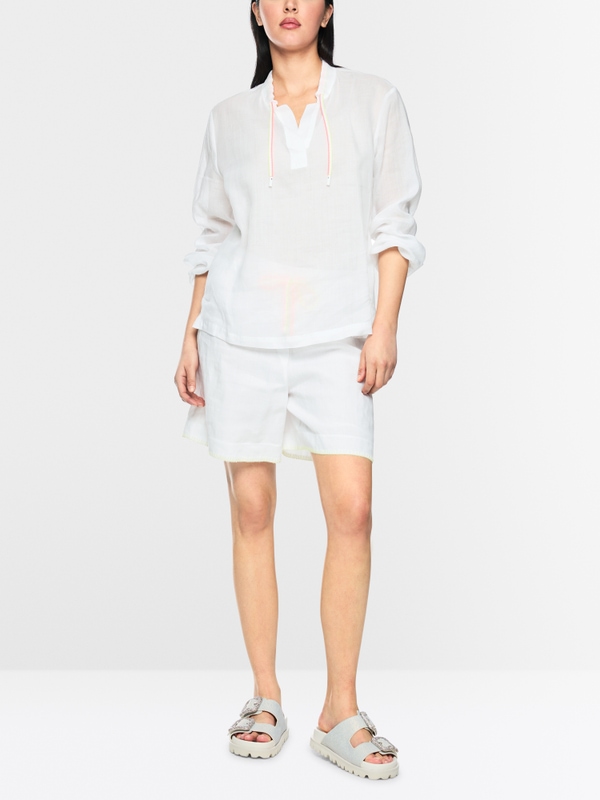 Long-sleeved blouse in ramie