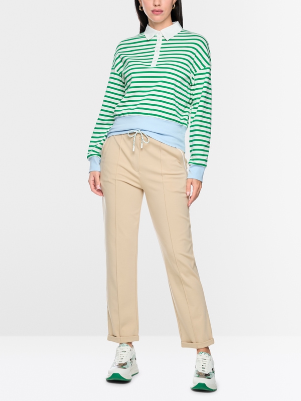 Striped polo shirt in stretch cotton