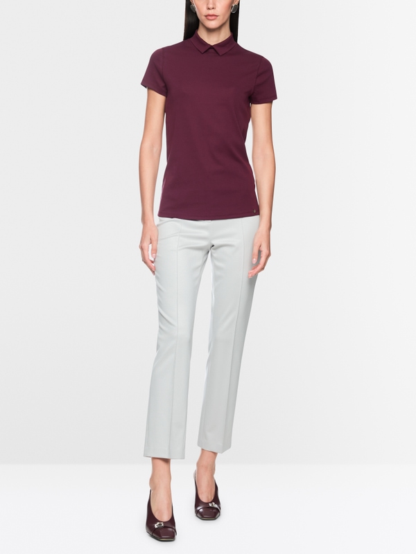 Stretch cotton shirt with raised collar