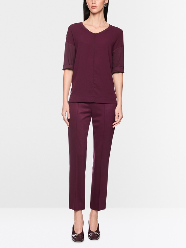 Materials mix blouse-style shirt