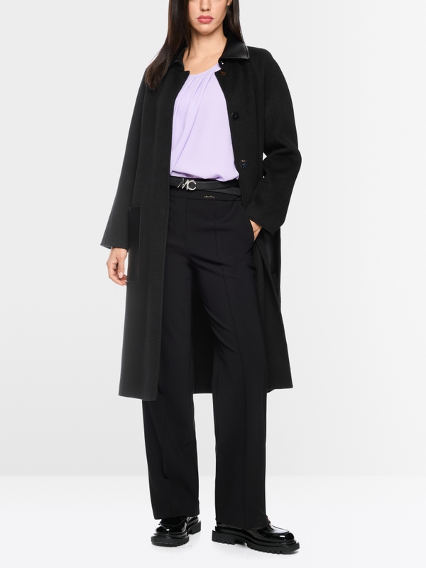 Short coat with leather details