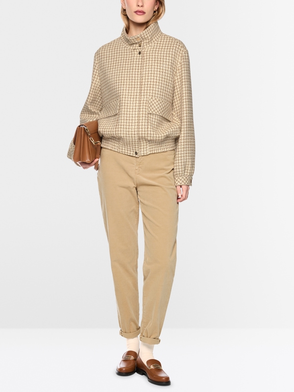 Blouson jacket with houndstooth
