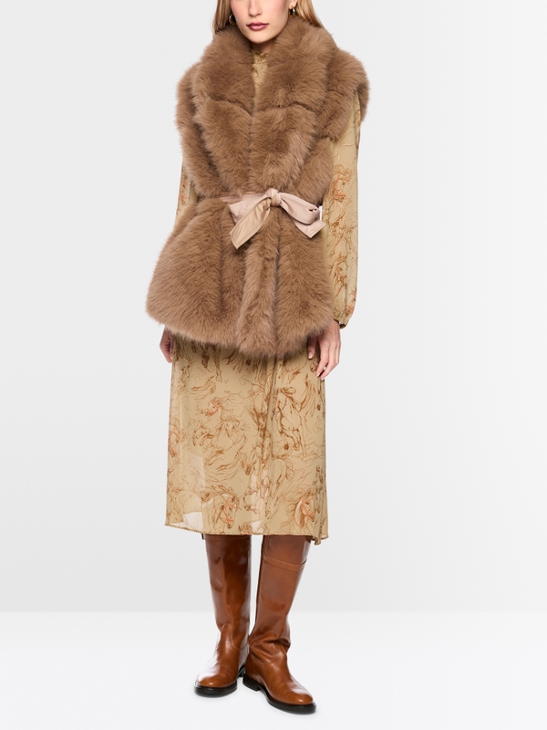Faux fur waistcoat with quilted back