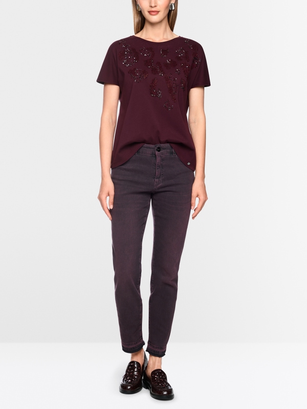 T-shirt with sequinned embroidery