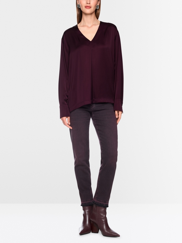 V-neck blouse in satin-effect finish