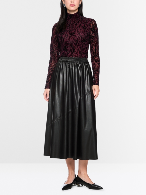 Leather-look midi skirt