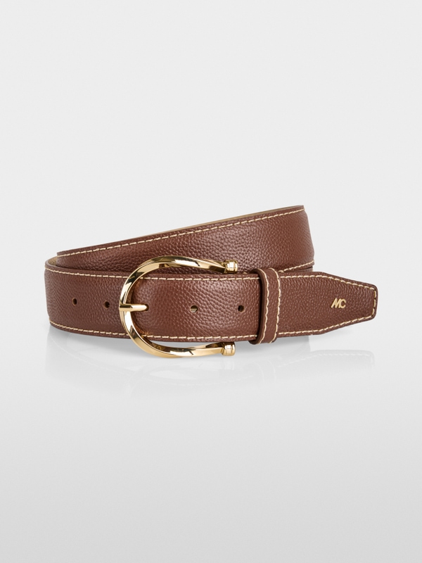 Horseshoe buckle leather belt