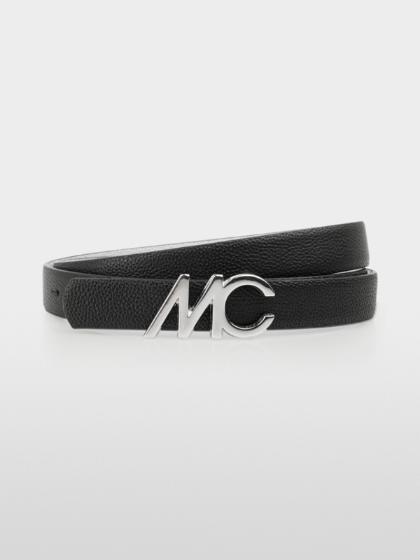 Reversible leather belt with MC buckle