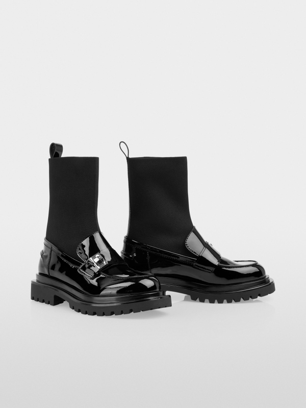 Loafer boots with elasticated upper