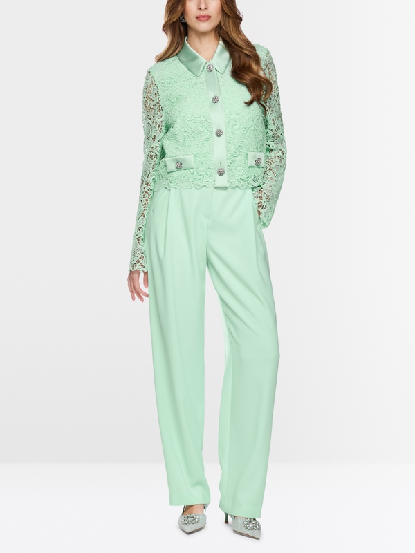 Jacket with lace and rhinestone buttons