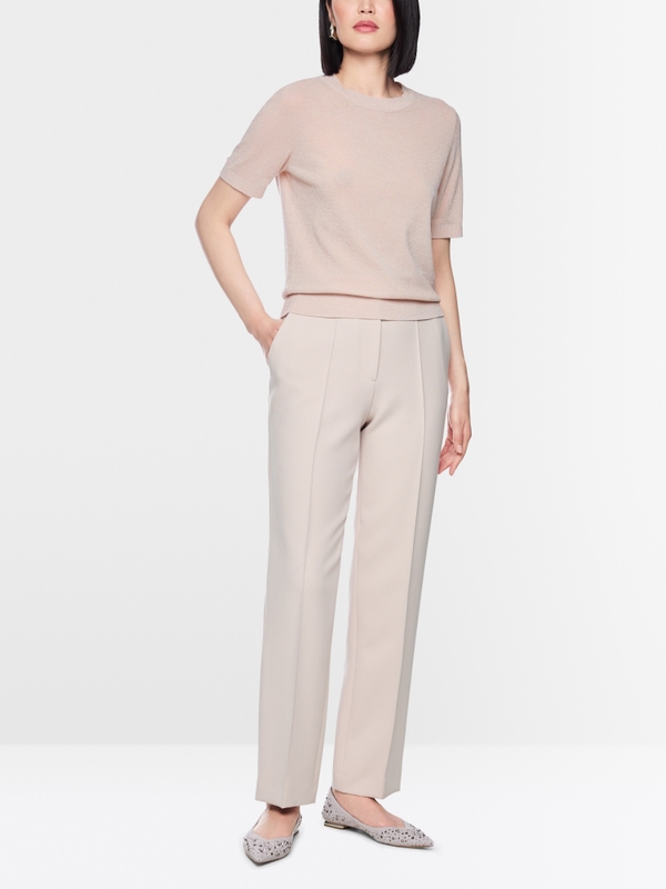 Short-sleeved round neck jumper