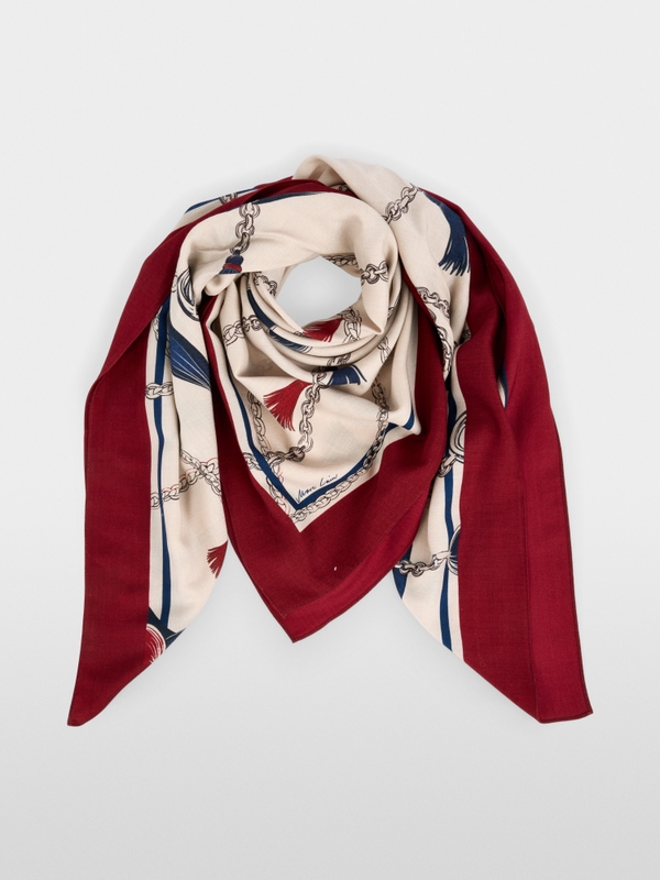Wool-silk scarf with chain print