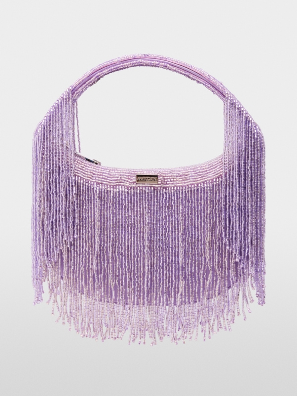 Satin mini bag with pearl trim