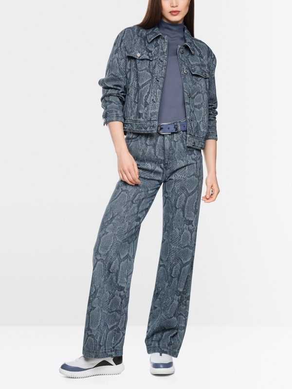 Denim jacket with animal print