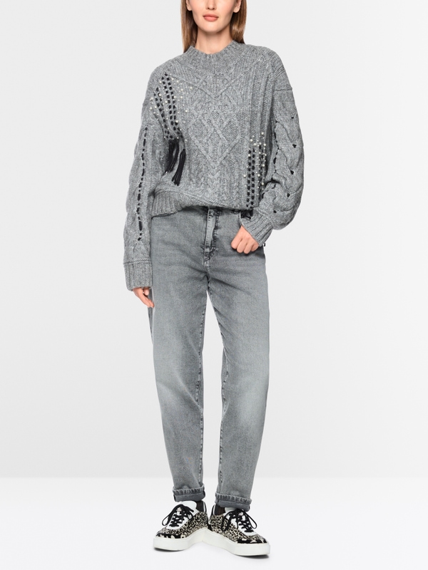 Cable-knit jumper with details