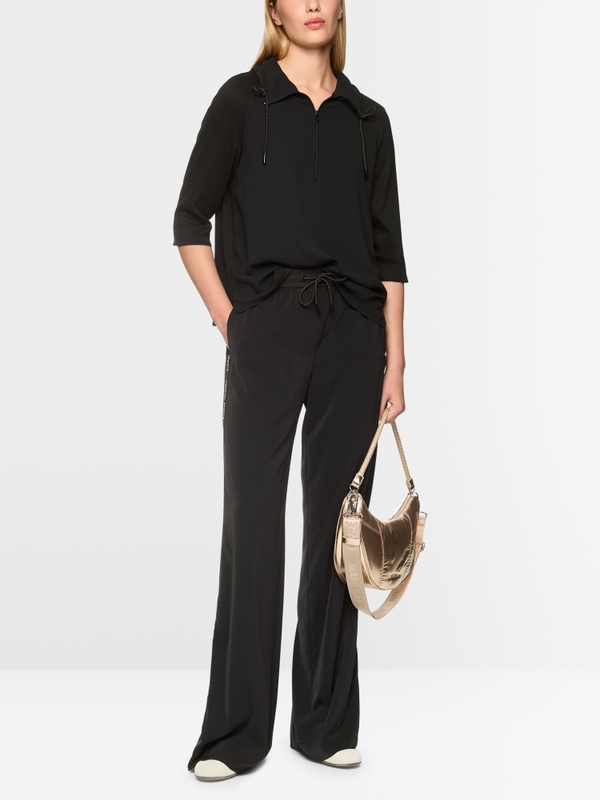 Troyer-style blouse with fine rib