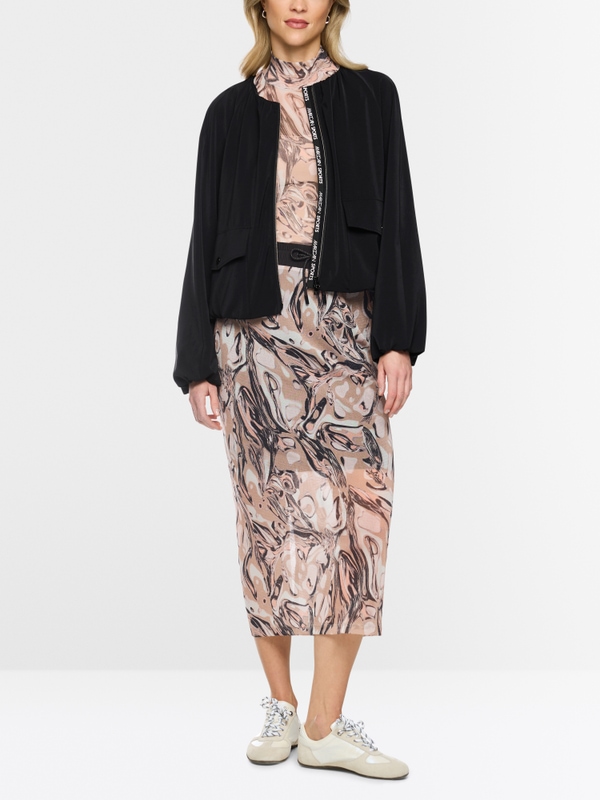 Calf-length printed skirt