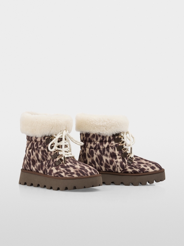 Leopard print and lambskin booties