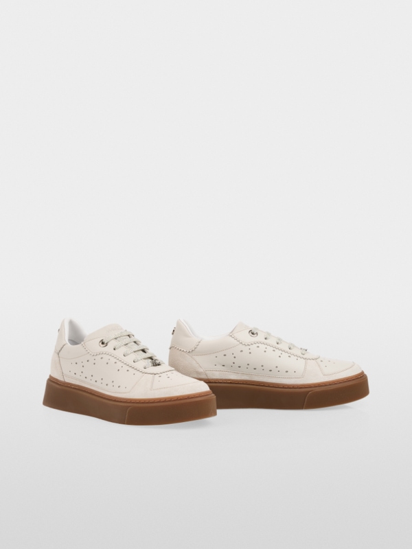 Suede trainers with perforations