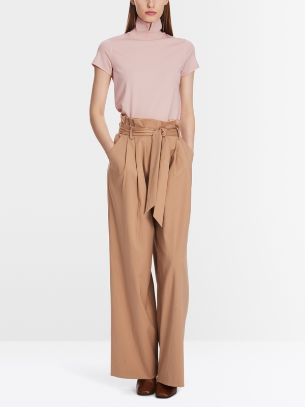 T-shirt with slit mock neck