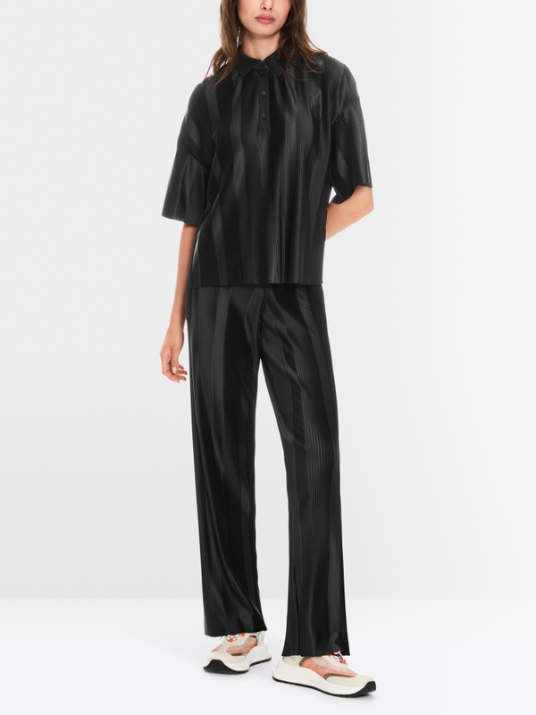 Cropped Poloshirt mit Plissee