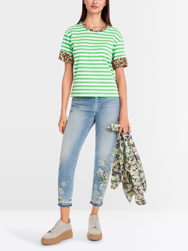Gestreiftes T-Shirt mit 3/4-Ärmel