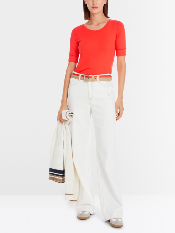Solid T-shirt in stretchy cotton rib