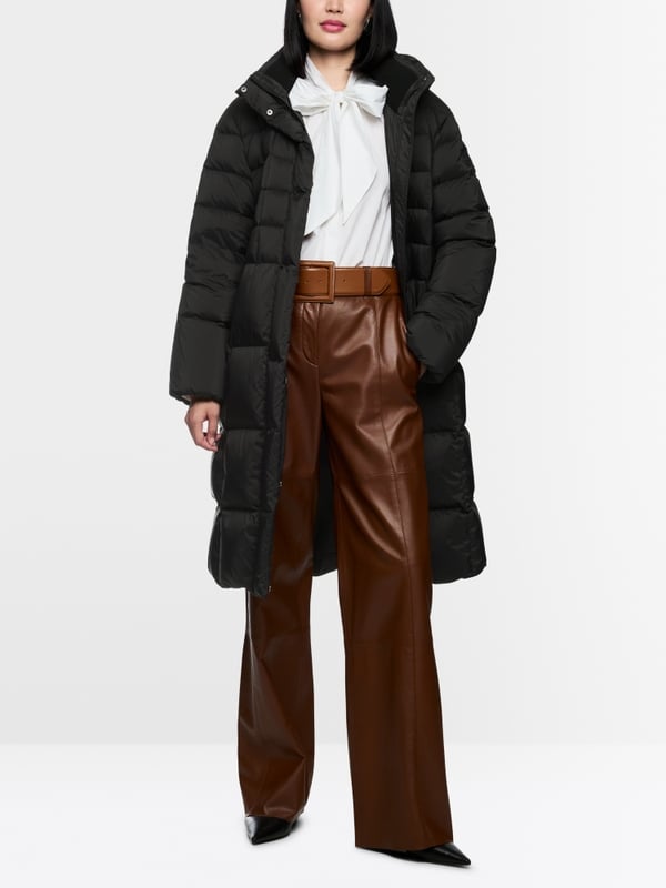 Quilted down coat with hood