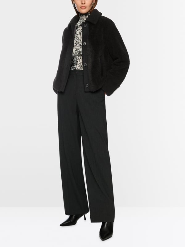 Faux fur jacket with wool details
