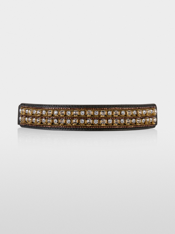 Leren riem met pareldetails