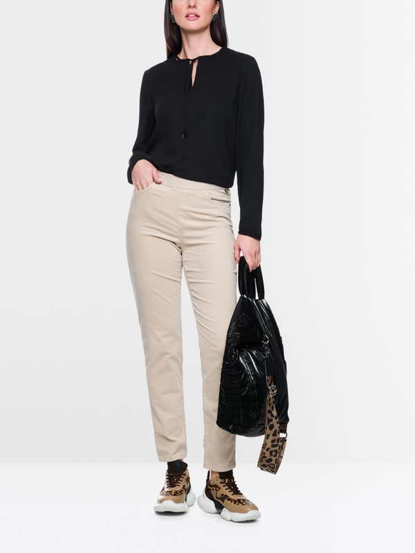 SIENA slim fit velvet pull-on trousers