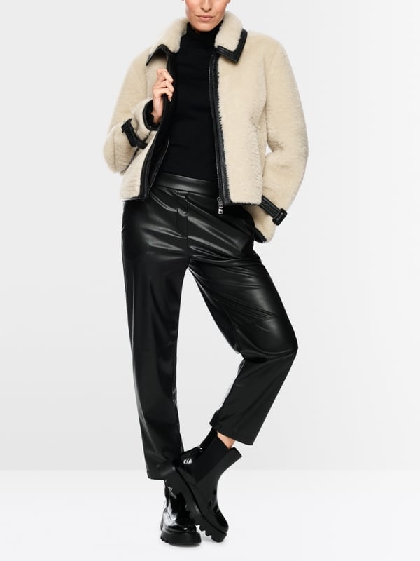 Faux fur jacket with strap detail