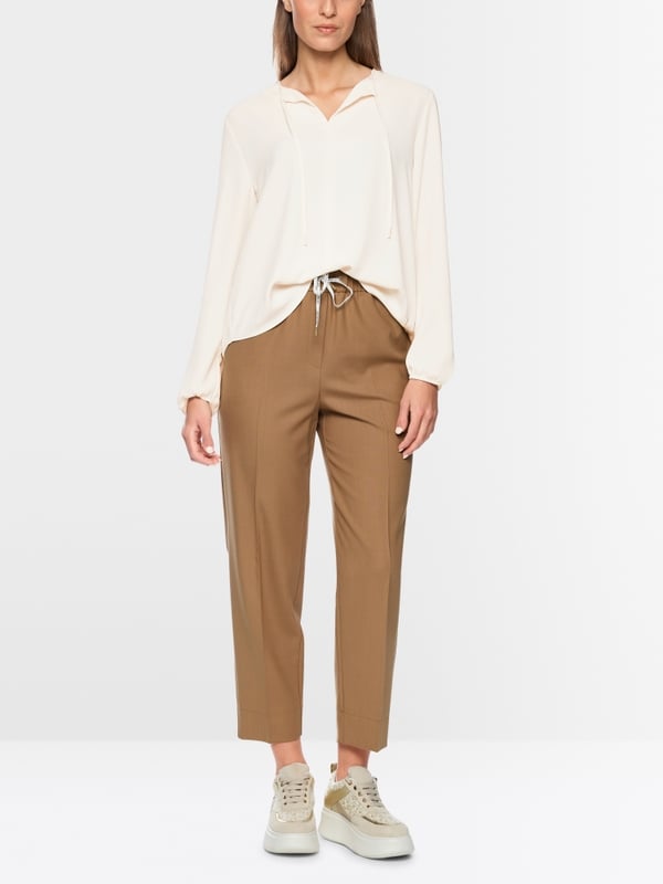 Flowing slip-on blouse with bow