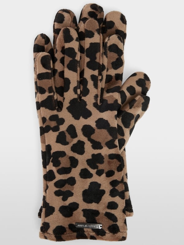 Fluffy gloves in leopard print