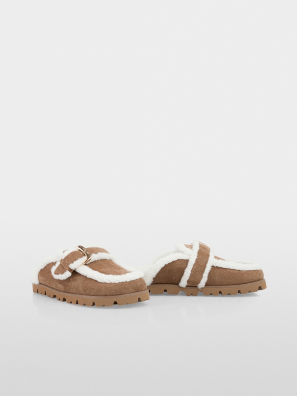Calfskin suede loafers with buckle