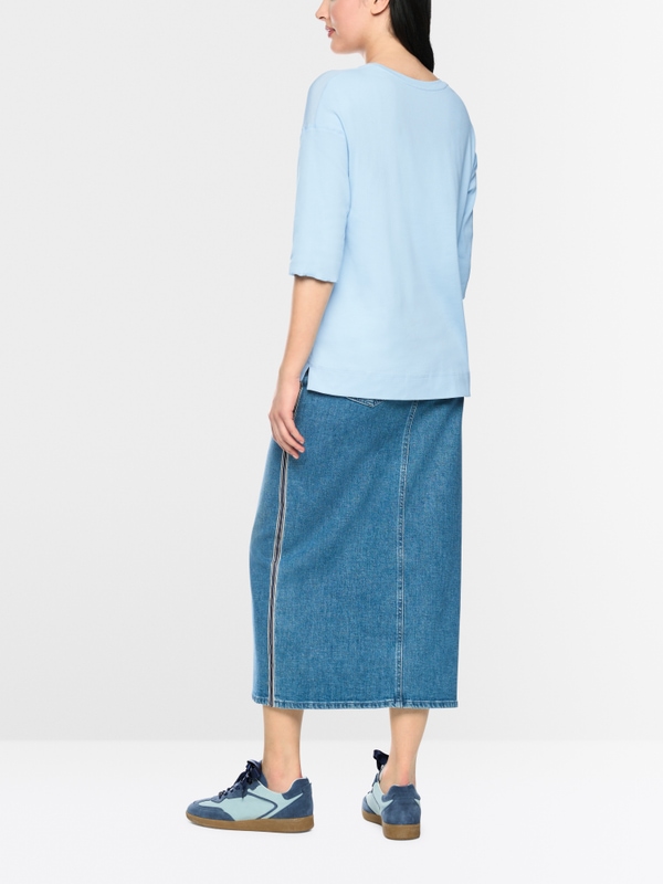 Wide blouse in material mix