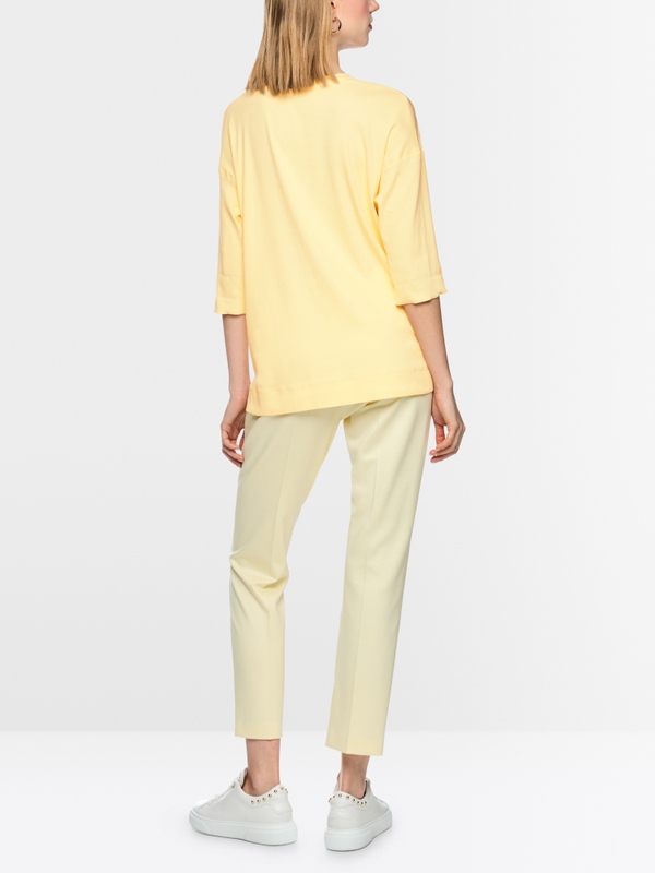 Wide blouse in material mix