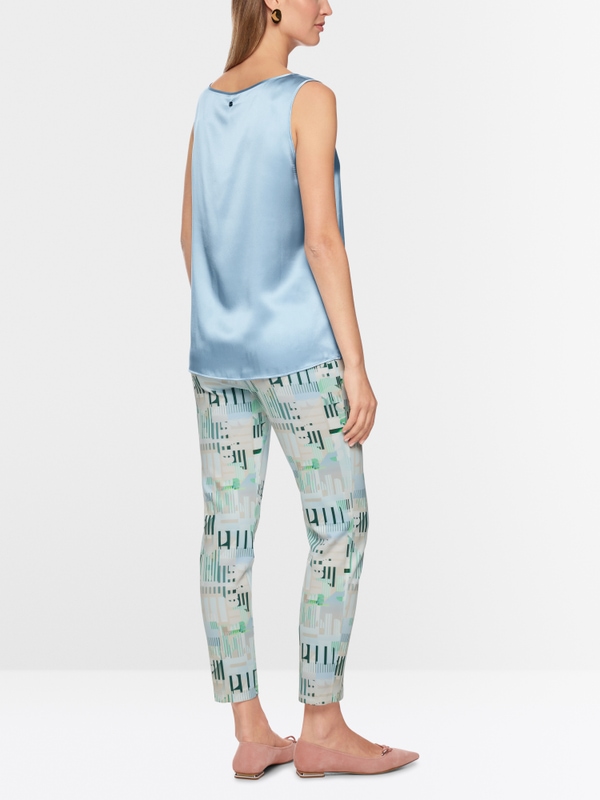 Zijden top met ronde hals