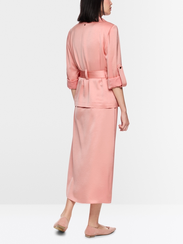 Satin blazer jacket with belt