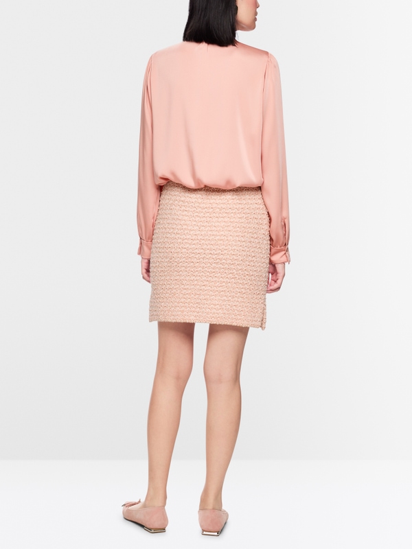 Blouse with lace and stand-up collar