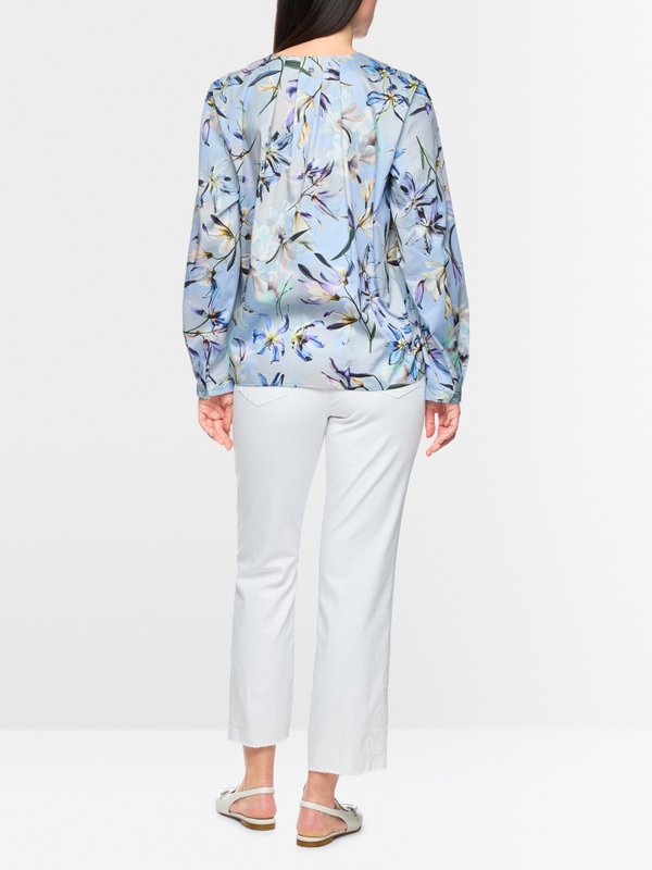Blouse with all-over lily print
