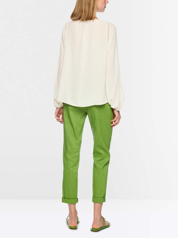 Blouse with lace and pintucks