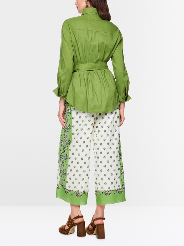 Linen-viscose blend safari blouse