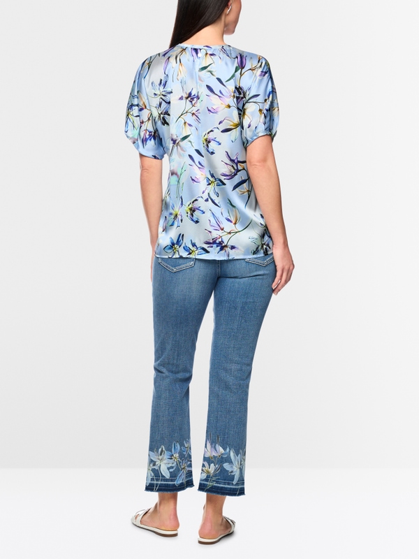 Silk blouse shirt with lily print
