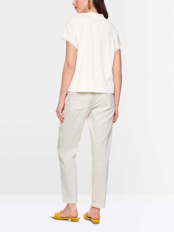 Linen-cotton blend blouse-style shirt