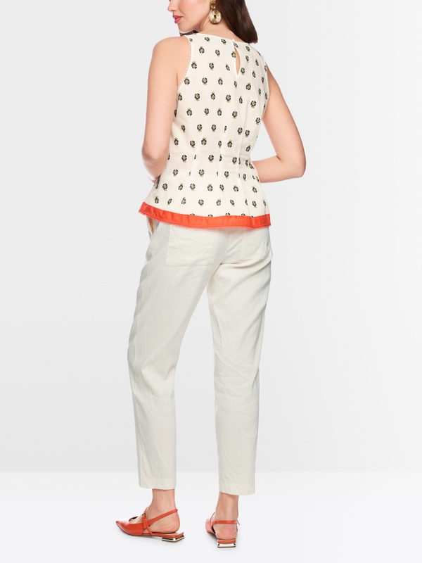 Cotton top with hibiscus print